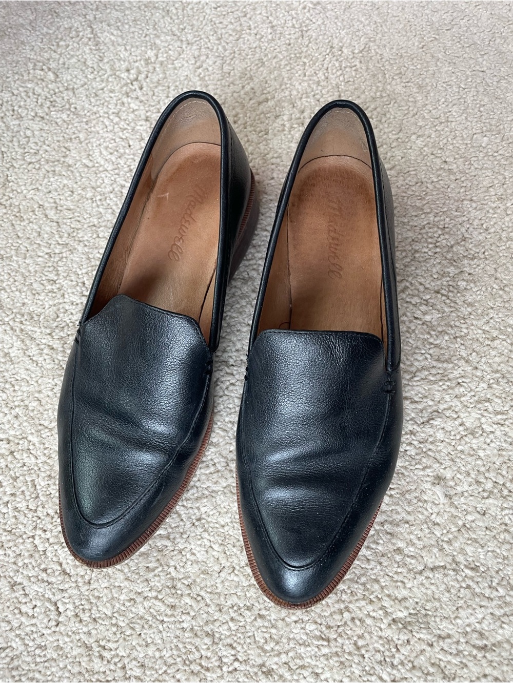 Madewell Black Leather Pointed Toe Loafers